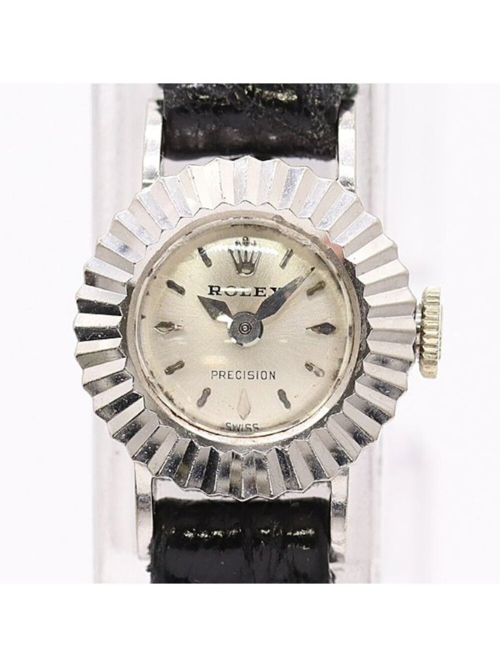 Rolex Precision 18k Hand Wound Silver Dial Watch